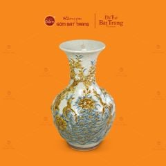 Tỏi Bình Men Rạn Đắp Nổi Họa Tiết Công Đào