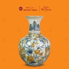 Tỏi Bình Men Rạn Đắp Nổi Họa Tiết Tứ Cảnh