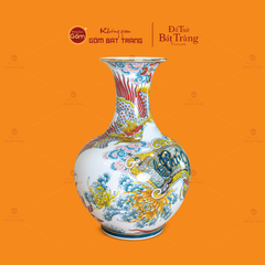 Tỏi Bình Vẽ Vàng Song Phụng Triều Phúc Tứ Hoa Phú Quý