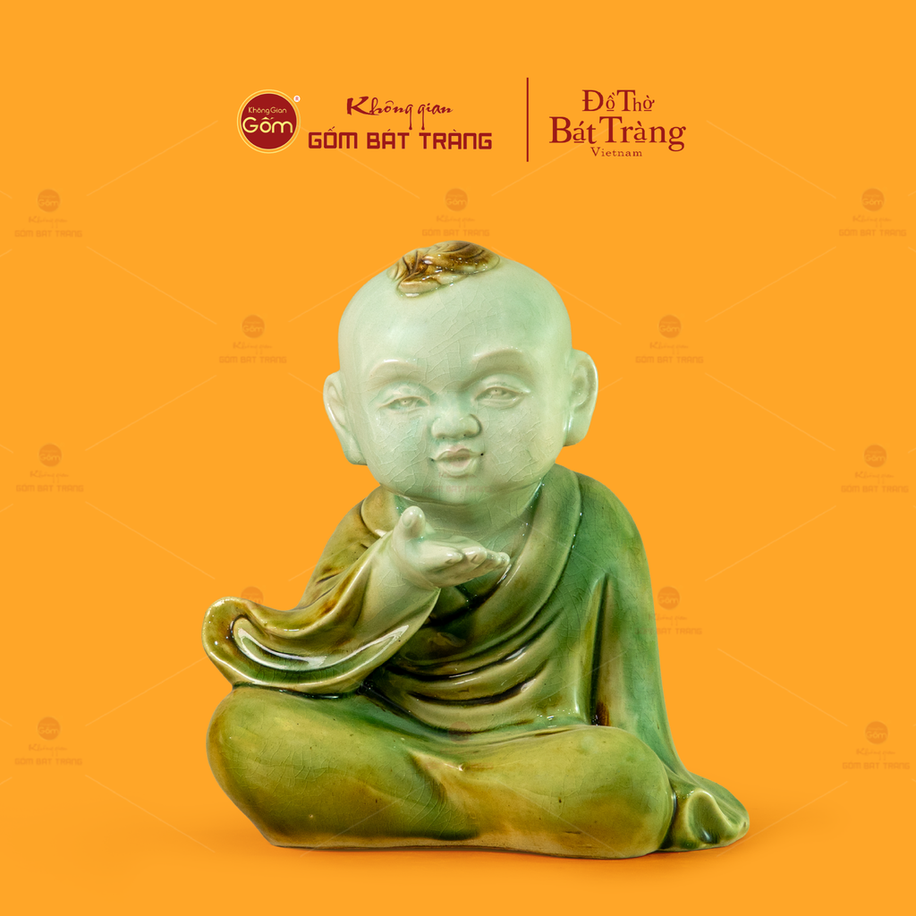 Tượng Chú Tiểu Men Xanh Ngọc