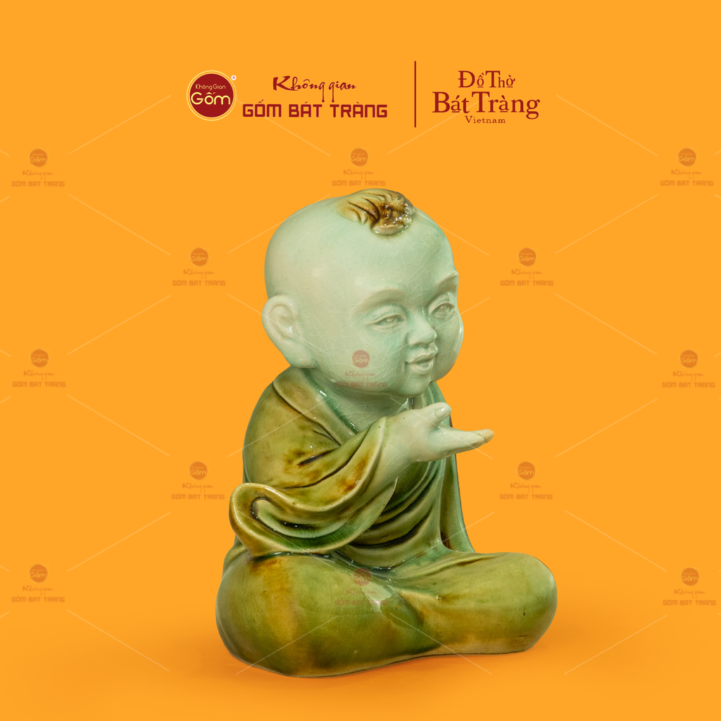 Tượng Chú Tiểu Men Xanh Ngọc