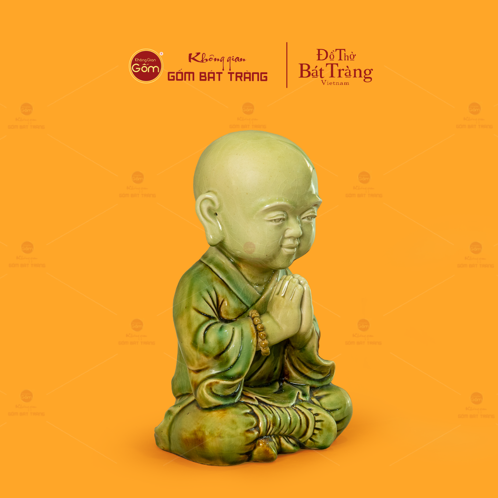Tượng Chú Tiểu Men Xanh Ngọc
