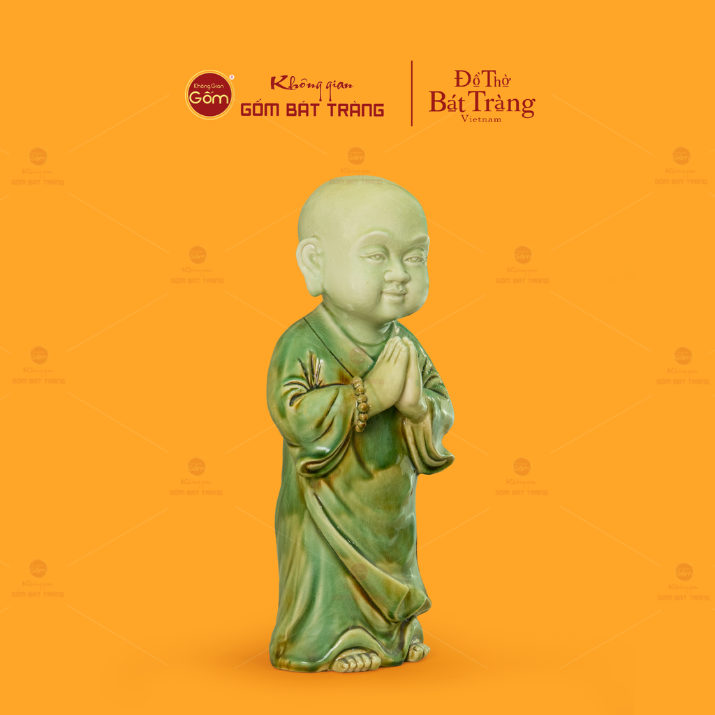 Tượng Chú Tiểu Men Xanh Ngọc