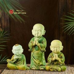 Tượng Chú Tiểu Men Xanh Ngọc