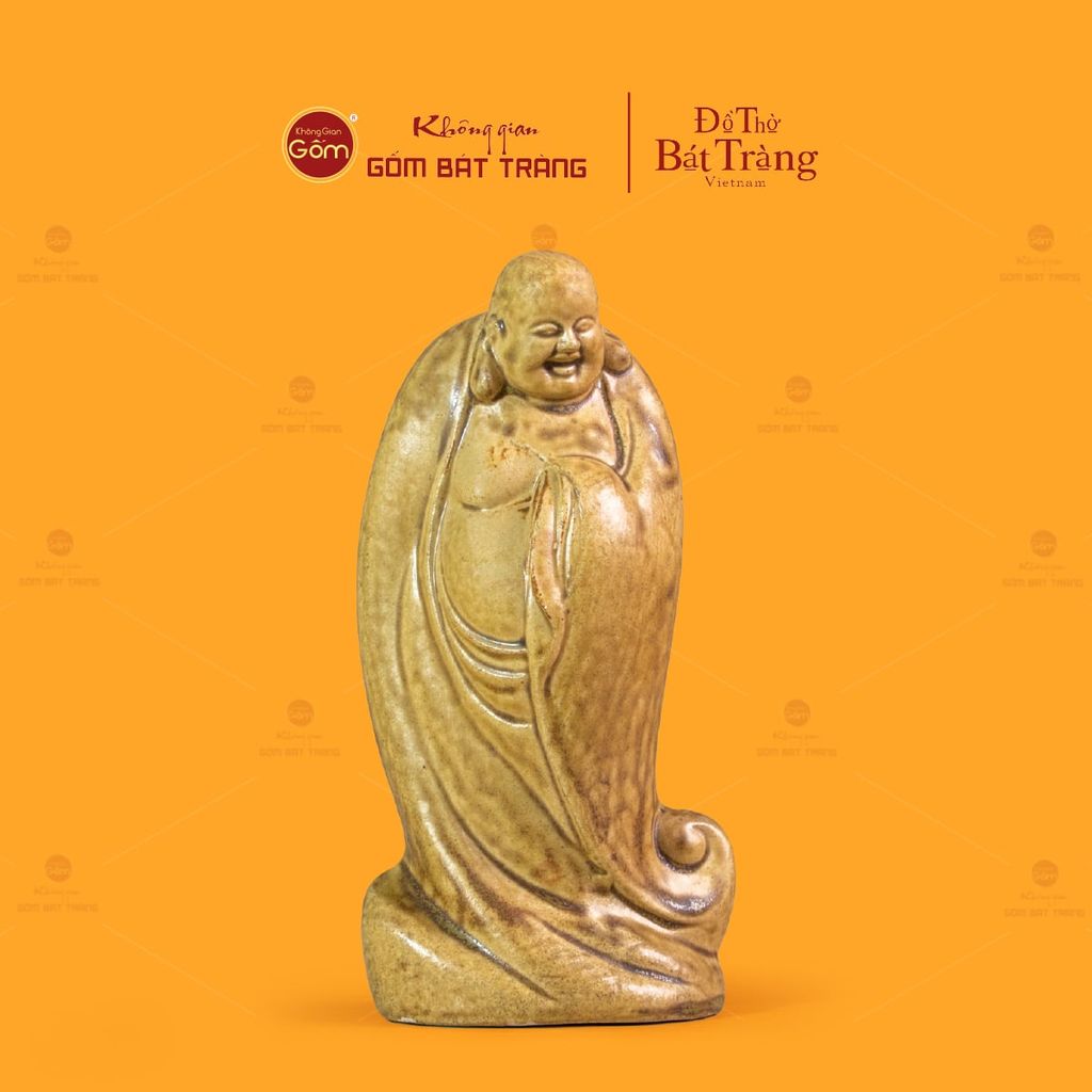 Tượng Di Lặc Men Vàng Nâu Ngũ Phúc