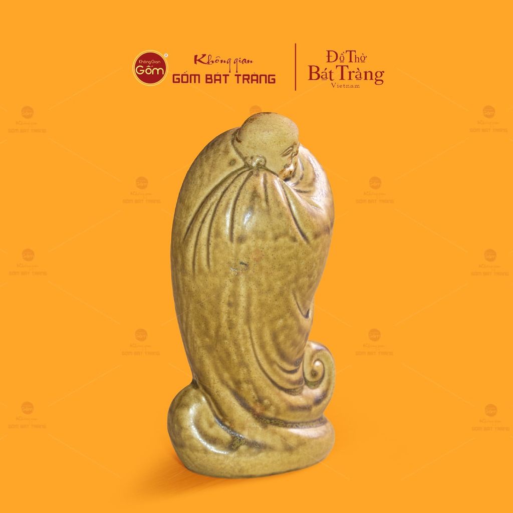 Tượng Di Lặc Men Vàng Nâu Ngũ Phúc