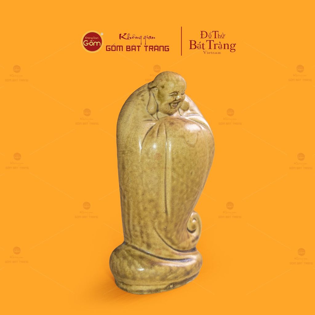 Tượng Di Lặc Men Vàng Nâu Ngũ Phúc