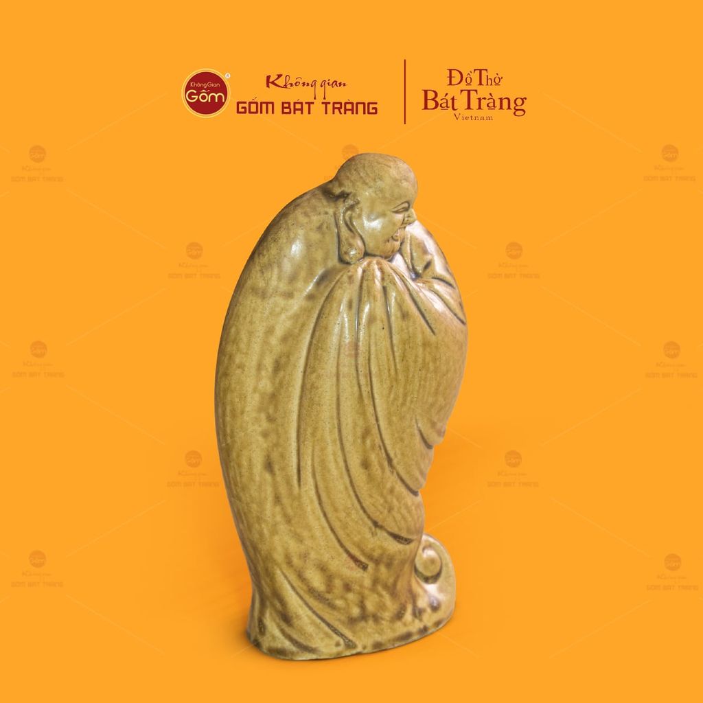 Tượng Di Lặc Men Vàng Nâu Ngũ Phúc