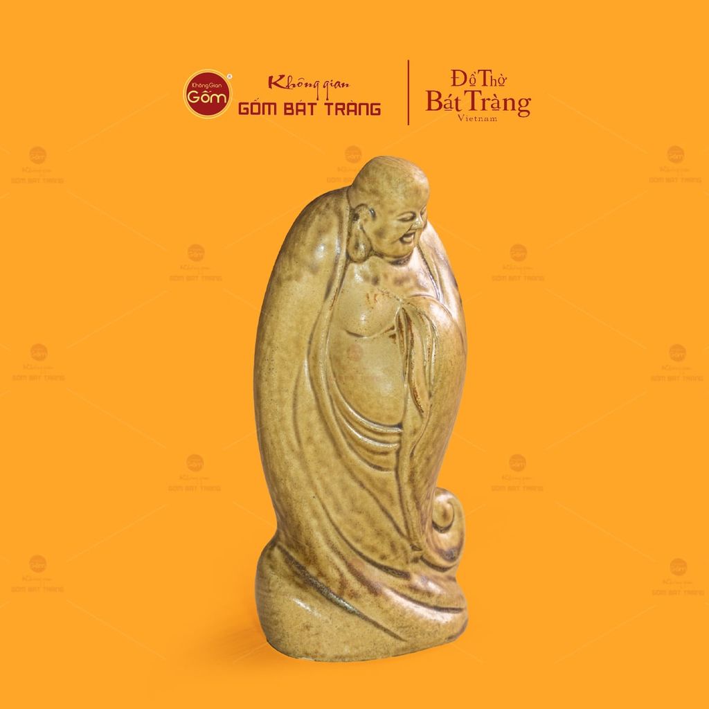 Tượng Di Lặc Men Vàng Nâu Ngũ Phúc