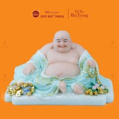 Tượng Phật Di Lặc Trái Đào Trắng Phỉ Thúy