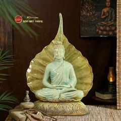 Tượng Phật Thích Ca Ngồi Thiền Định Trước Lá Bồ Đề