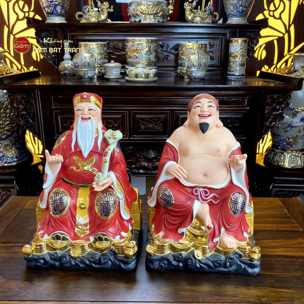 Bộ Tượng Thần Tài Thổ Địa Ghế Đá Áo Đỏ