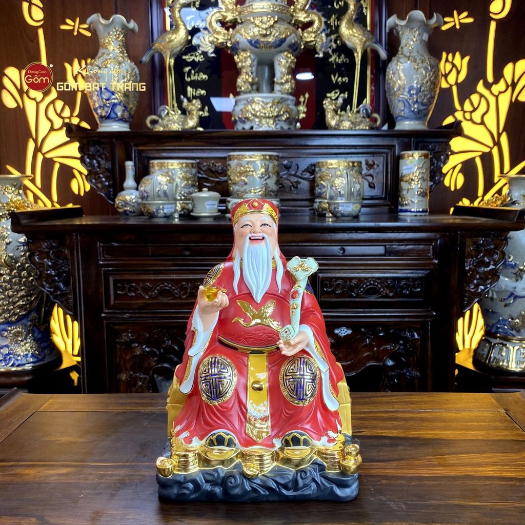 Bộ Tượng Thần Tài Thổ Địa Ghế Đá Áo Đỏ