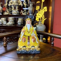 Bộ Tượng Thần Tài Thổ Địa Ghế Đá Áo Vàng