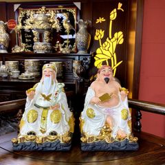 Bộ Tượng Thần Tài Thổ Địa Ghế Đá Trân Châu