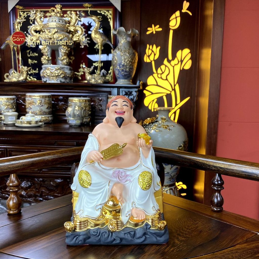 Bộ Tượng Thần Tài Thổ Địa Ghế Đá Trân Châu