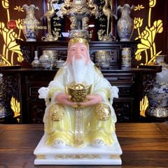 Bộ Tượng Thần Tài Thổ Địa Ghế Rồng Màu Vàng Phú Quý