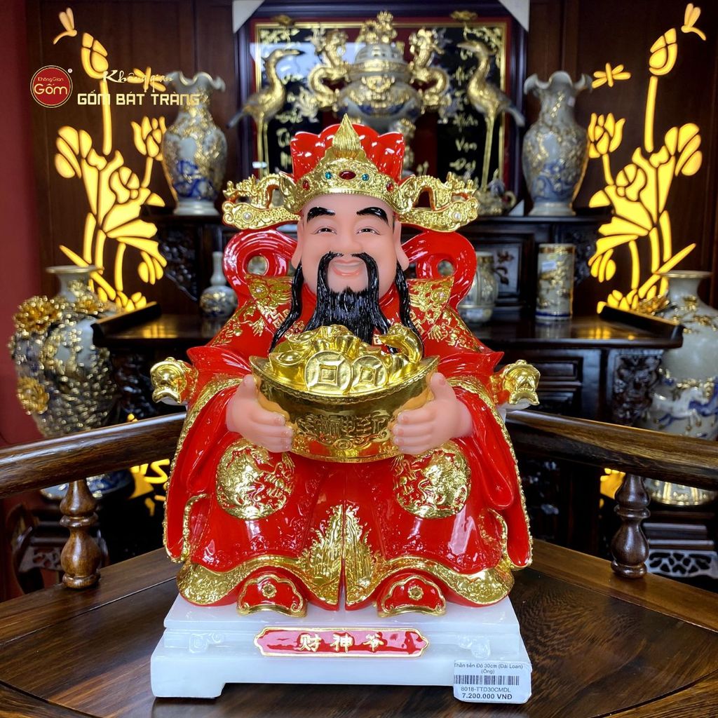 Tượng Thần Tiền Dáng Ngồi Ghế Rồng Đỏ