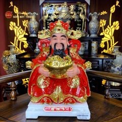 Tượng Thần Tiền Dáng Ngồi Ghế Rồng Đỏ