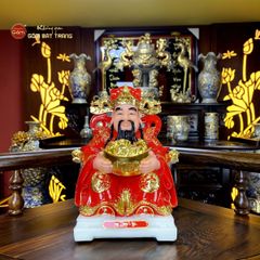 Tượng Thần Tiền Dáng Ngồi Ghế Rồng Đỏ