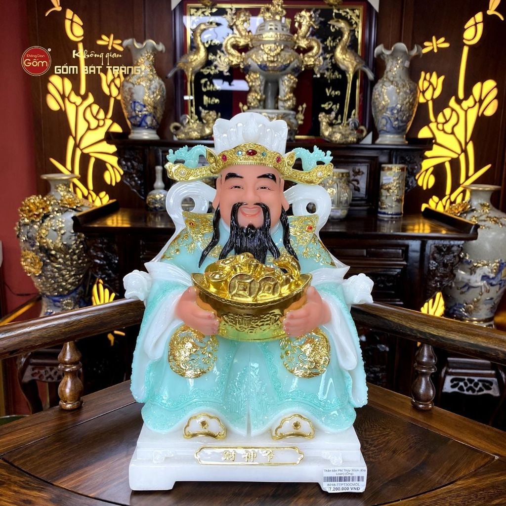 Tượng Thần Tiền Dáng Ngồi Ghế Rồng Phỉ Thúy