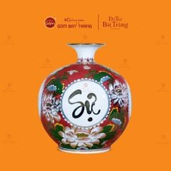 Bình Hút Lộc Vạn Sự Như Ý Tứ Hoa Phú Quý Hồng Bảo Vẽ Vàng