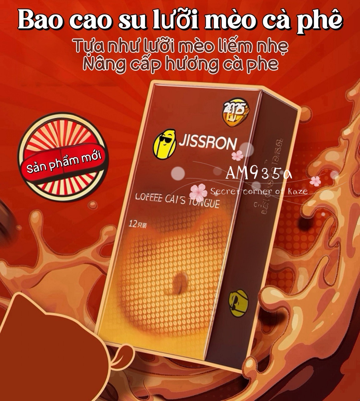 Bao cao su lưỡi mèo cà phê AM935a