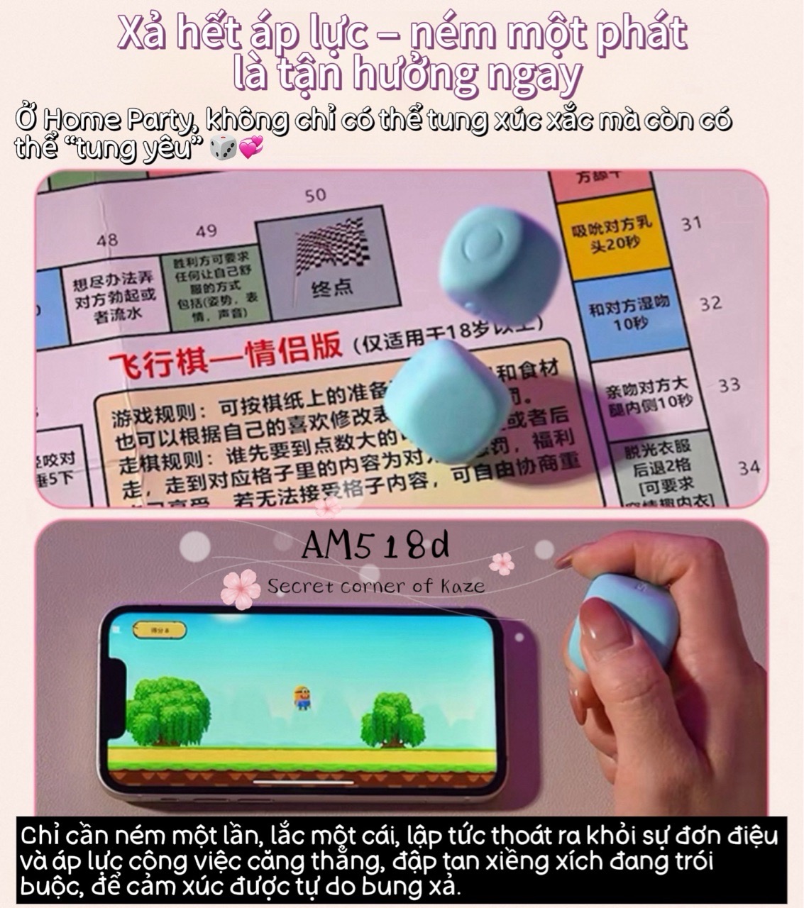 Xúc xắc kèm sextoy rung thụt AM518d