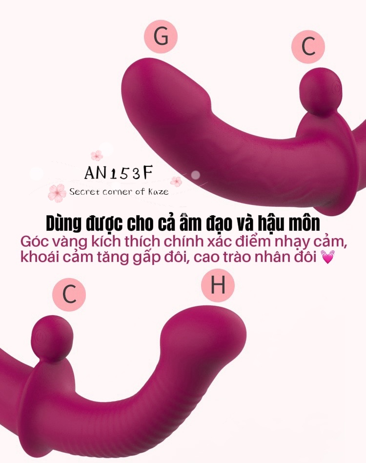 Pink lesbian relax toy rung ba điểm  AN153f