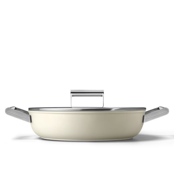 Chảo sâu lòng 2 tay cầm Smeg DPF2812CRM - Smeg - Với thành thấp và bề mặt nấu rộng, chảo sâu lòng có 2 tay cầm (Deep Pan) rất lý 