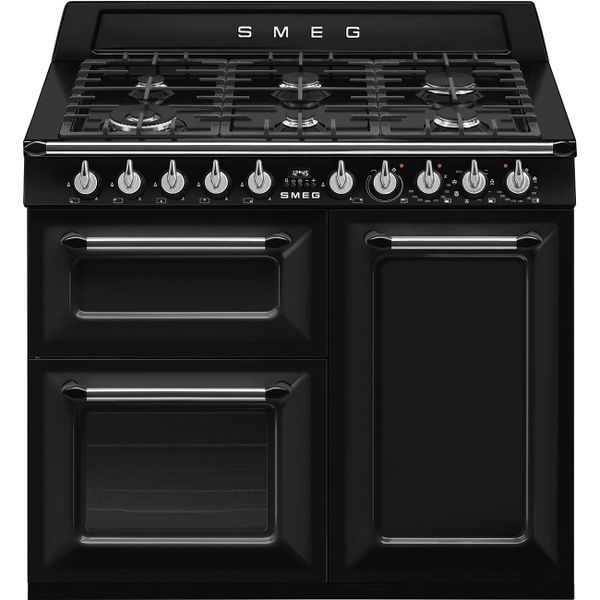 BẾP NẤU  KÈM LÒ NƯỚNG CÓ MẶT BẾP GAS  SMEG VICTORIA, 90CM - tr103bl - Smeg - Bếp đa năng rộng rãi và linh hoạt, lý tưởng để chuẩn bị nhiều món ăn cùng lúc, đ
