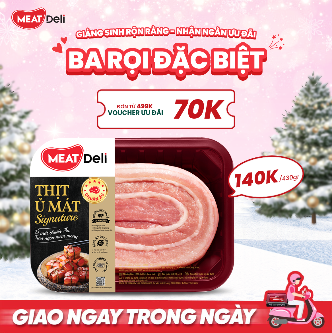  Thịt Ba rọi heo MEATDELI signature 500gr 