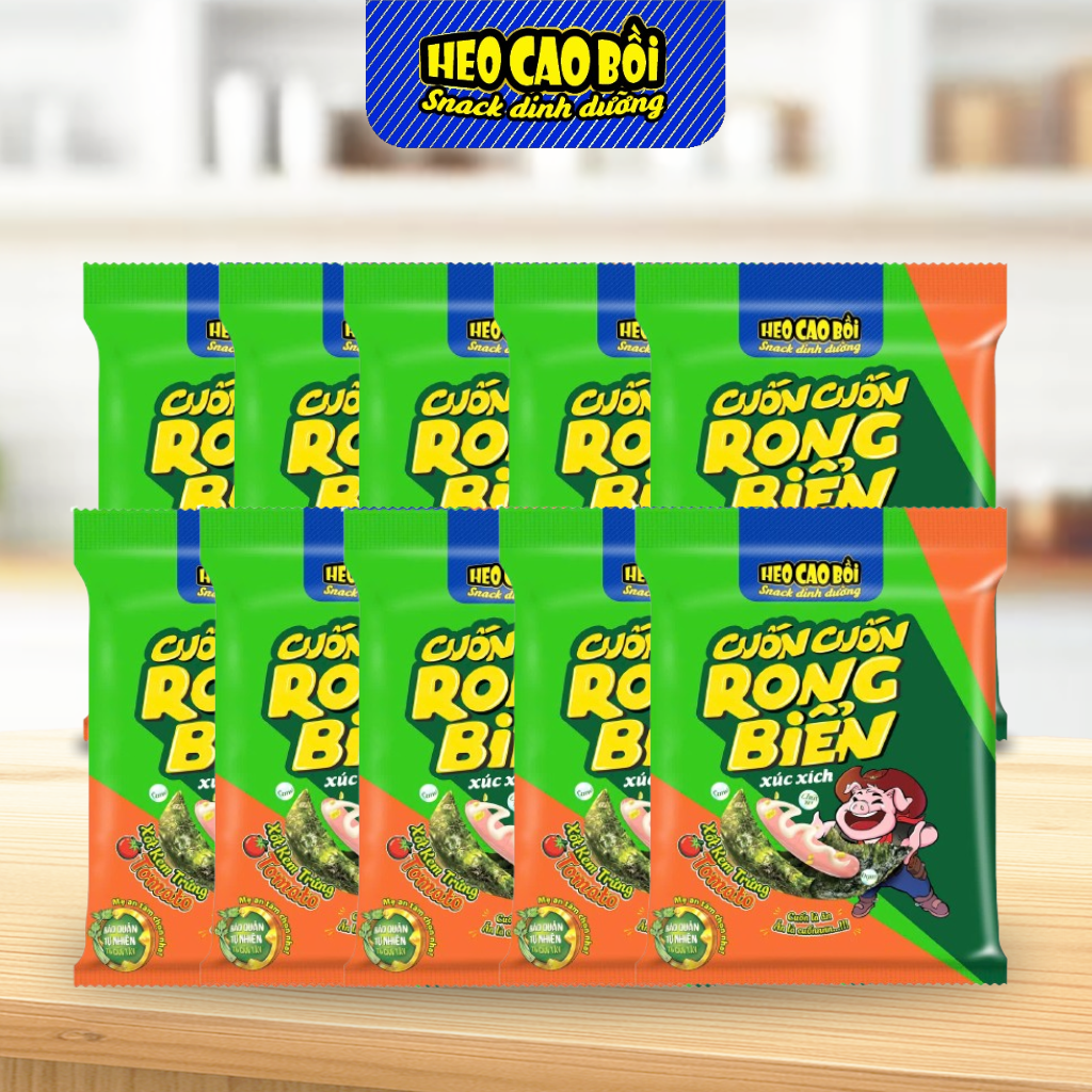  [Combo 10] Xúc xích tiệt trùng Heo cao bồi Cuốn cuốn rong biển xốt kem trứng cà chua 