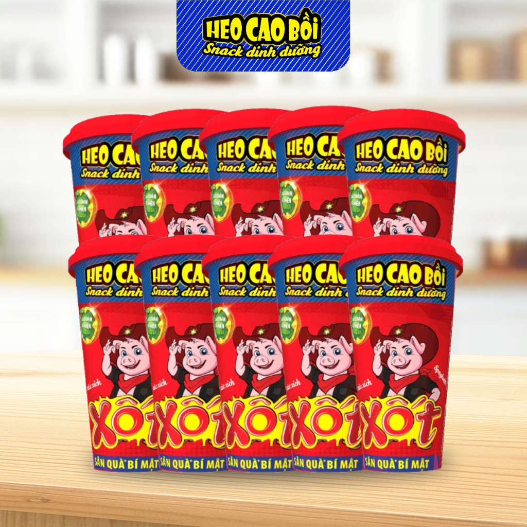  [Combo 10] Xúc xích tiệt trùng Heo cao bồi xốt spagetti ly x (3cây x 13gr + 1gói xốt 12gr) 