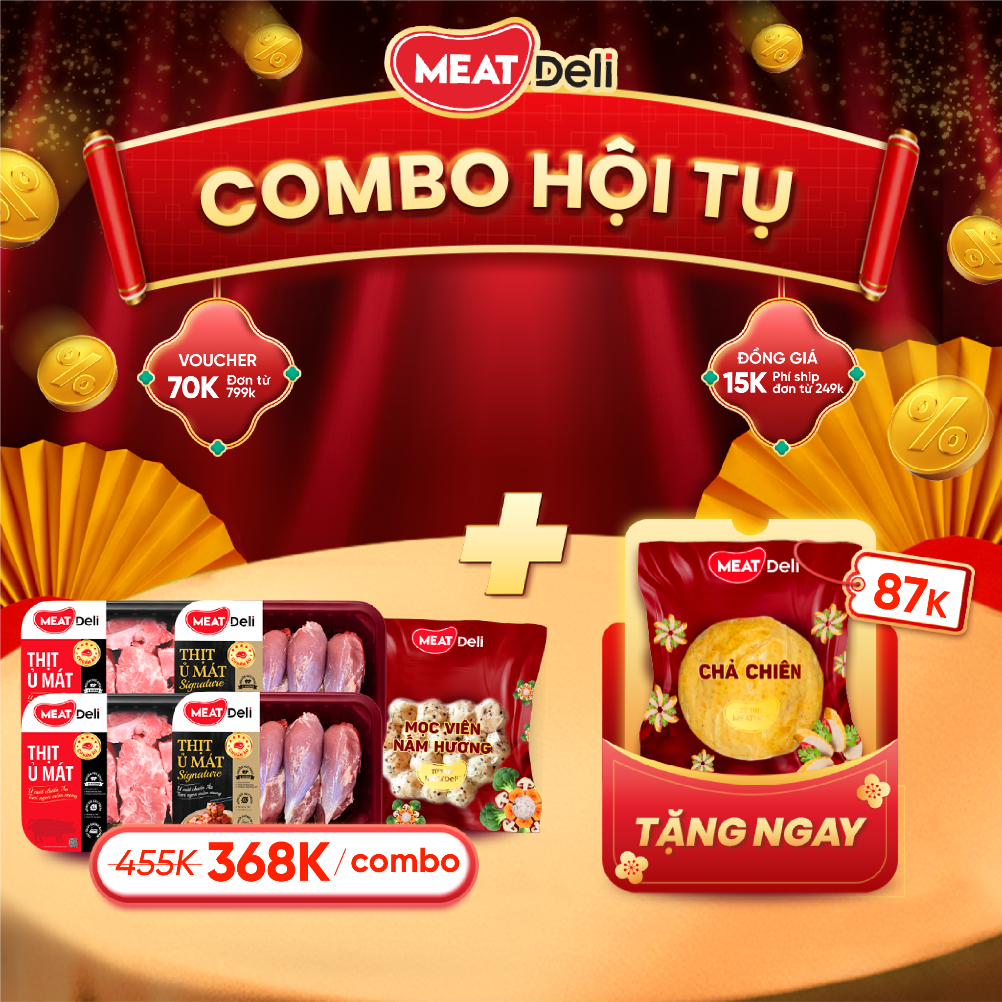  Combo Tụ Họp: Xương heo 2 khay, Mọc viên nấm hương, Bắp hoa heo, tặng ngay Chả chiên 300gr 