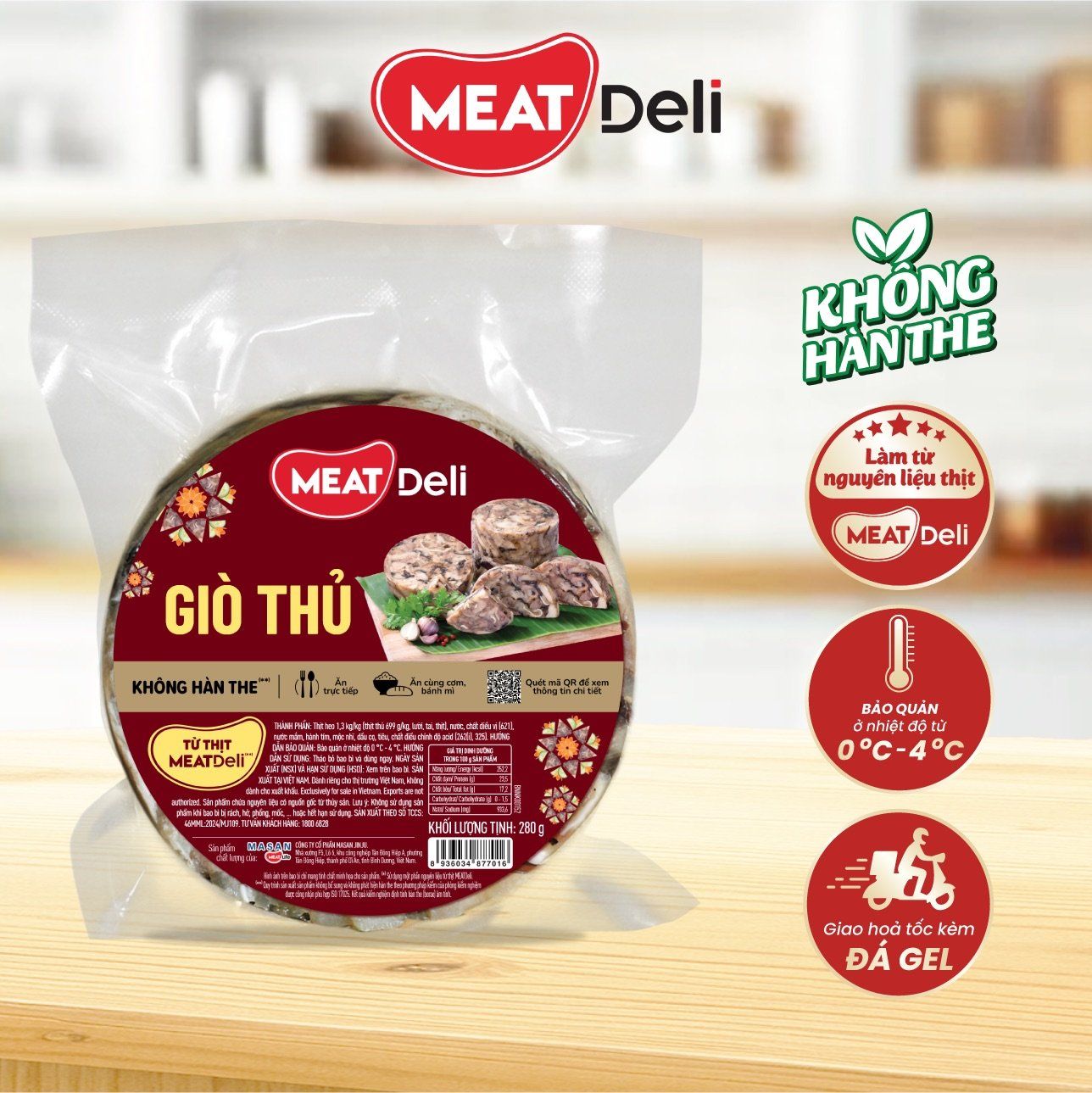  Giò thủ cắt khoanh MEATDeli 280gr 
