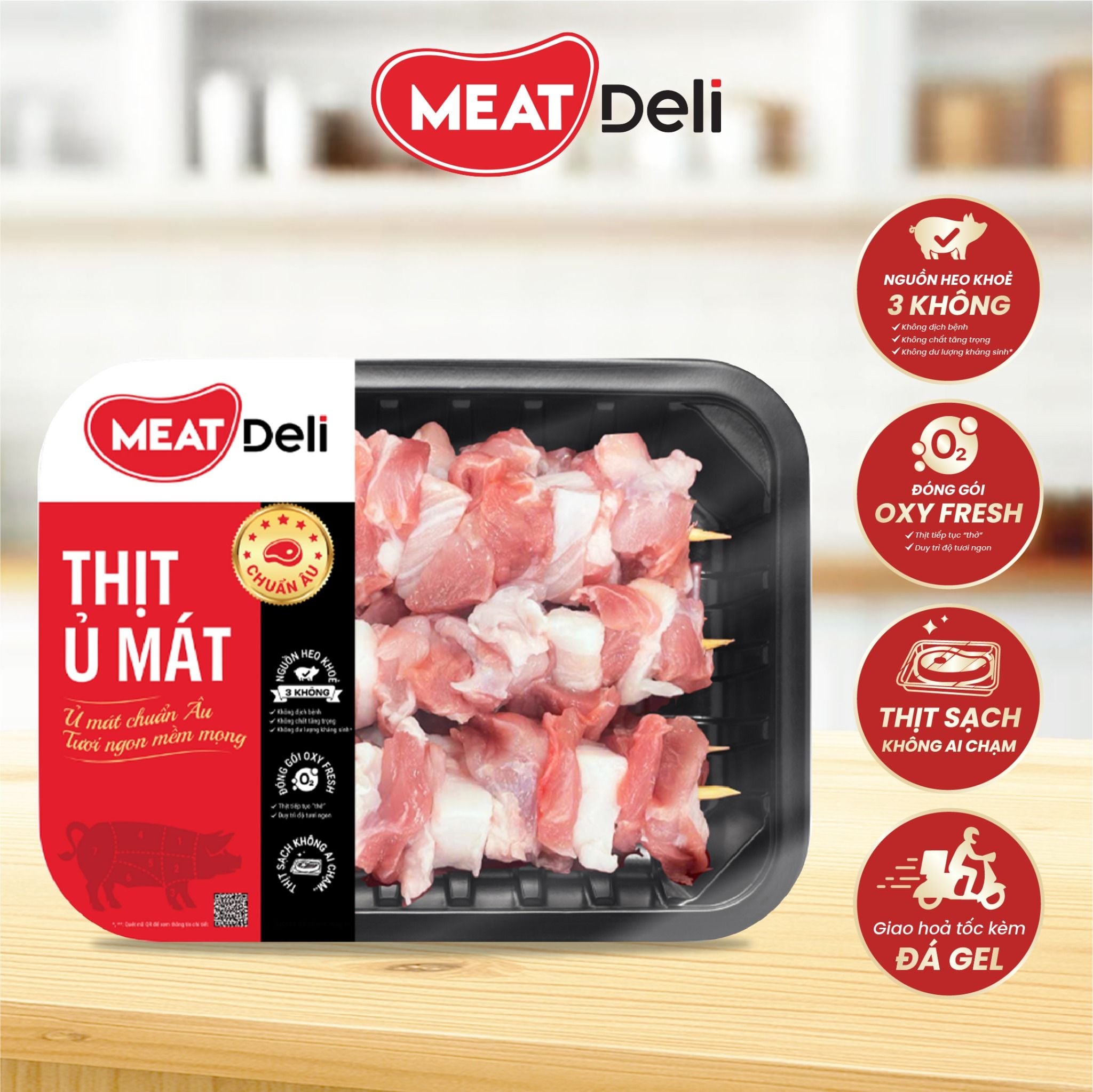  Thịt heo đặc biệt xiên que MEATDeli 500gr 