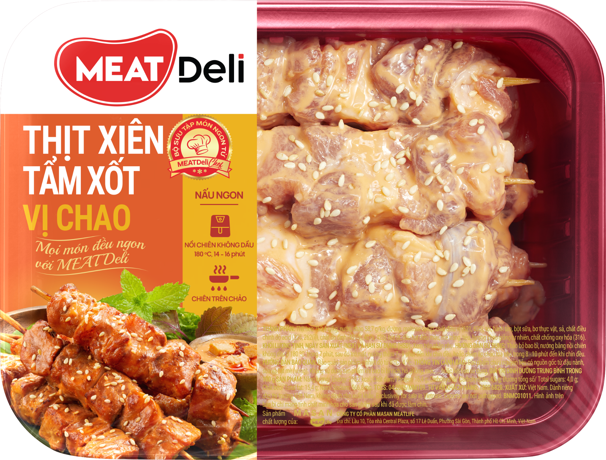  Thịt Xiên Tẩm Xốt Vị Chao MEATDeli 300gr 
