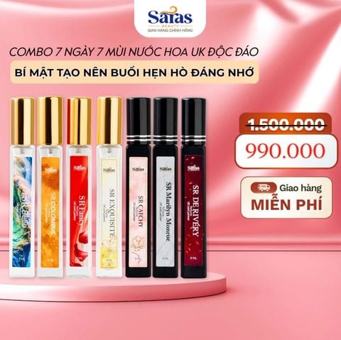 [Combo 7 Ngày 7 Mùi] Nước hoa UK độc đáo Saras Unique Perfume lưu hương lâu, dịu nhẹ, sang trọng - 9ml