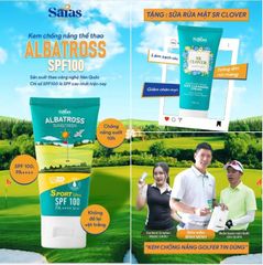 Kem chống nắng thể thao Albatross SPF100 - TẶNG MIỄN PHÍ sữa rửa mặt đa năng sạch sâu SR Clover