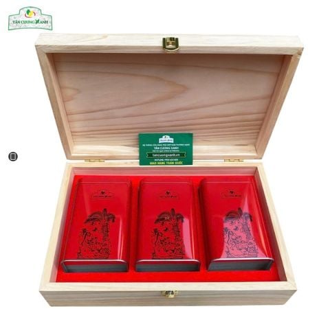 Hộp Trà Tân Cương Gỗ Thông TCX3 - 300gram Trà Sạch Tân Cương Xanh