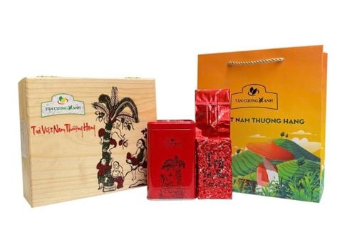 Trà Đinh Tiến Vua Ướp Hoa Nhài 200gram - Bộ Gỗ Thông TCX2