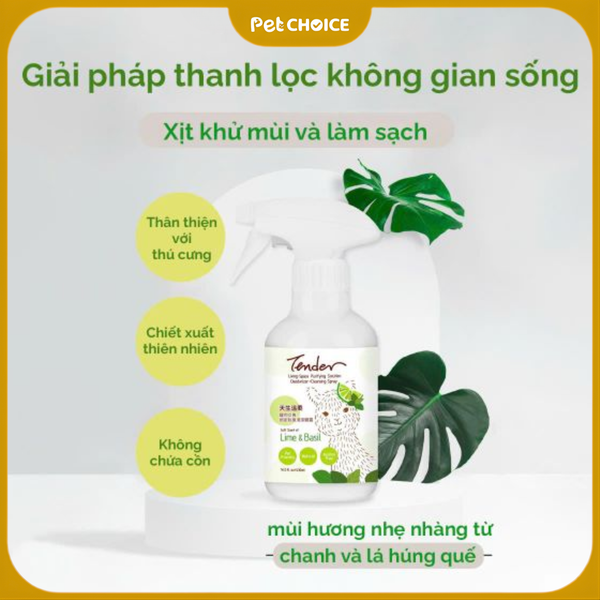 Xịt khử mùi TENDER cho thú cưng hương chanh và húng quế thơm mát, an toàn lành tính