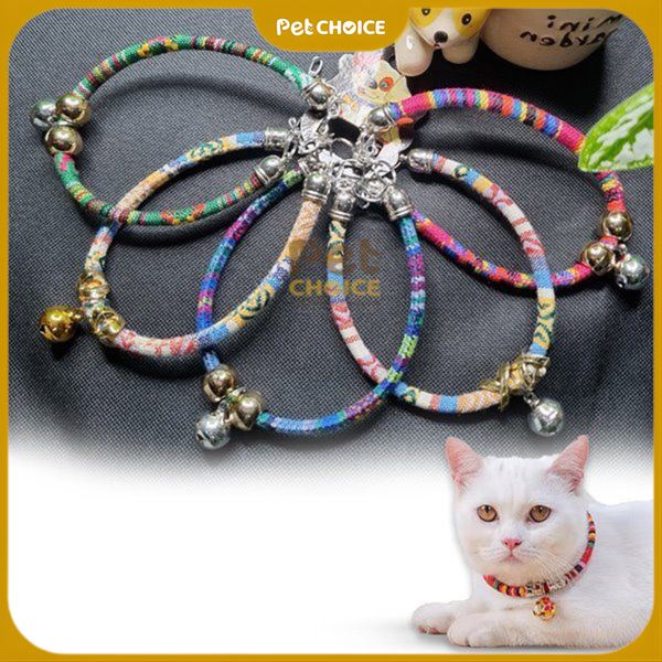Vòng cổ thổ cẩm cho chó mèo có lục lạc,phụ kiện thời trang sành điệu
