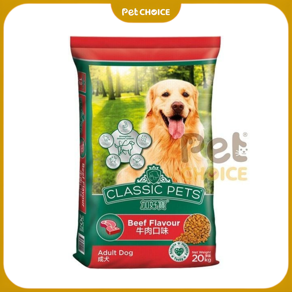Thức ăn cho chó lớn, chó trưởng thành Classic Adult vị thịt bò hạt khô túi 400g