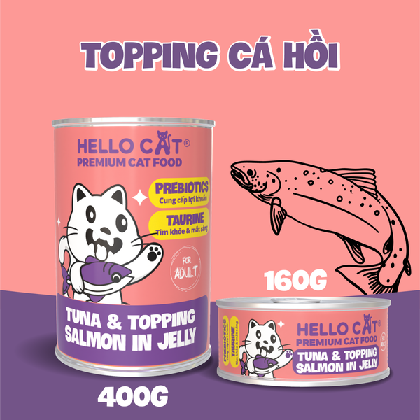 Pate cho mèo, thức ăn cho mèo mọi lứa tuổi trong thạch Hello Cat Tuna 400g dinh dưỡng