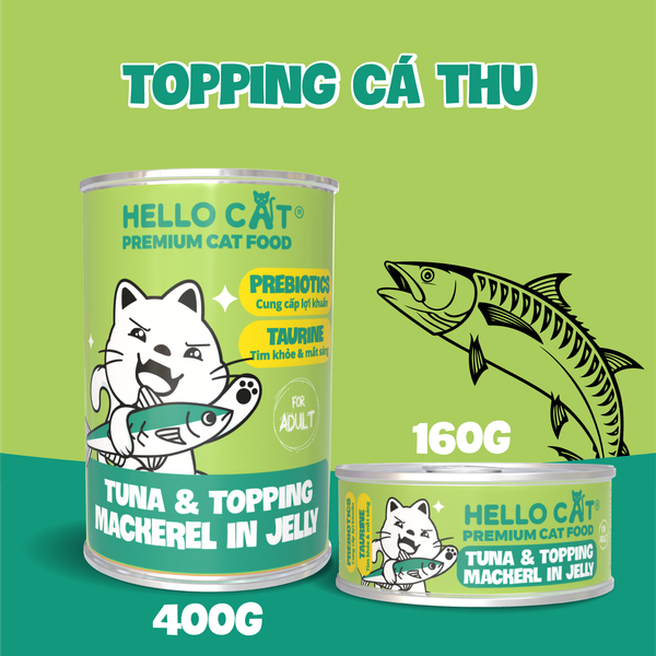 Pate cho mèo, thức ăn cho mèo mọi lứa tuổi trong thạch Hello Cat Tuna 400g dinh dưỡng