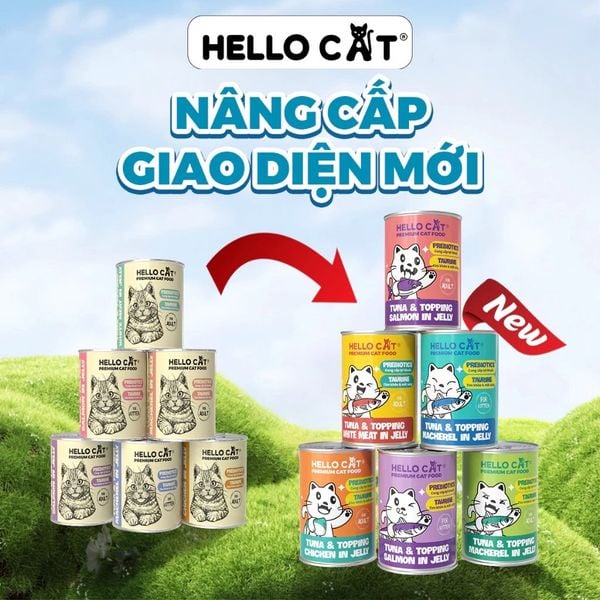Pate cho mèo, thức ăn cho mèo mọi lứa tuổi trong thạch Hello Cat Tuna 400g dinh dưỡng