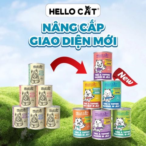 Pate cho mèo, thức ăn cho mèo mọi lứa tuổi trong thạch Hello Cat Tuna 400g dinh dưỡng