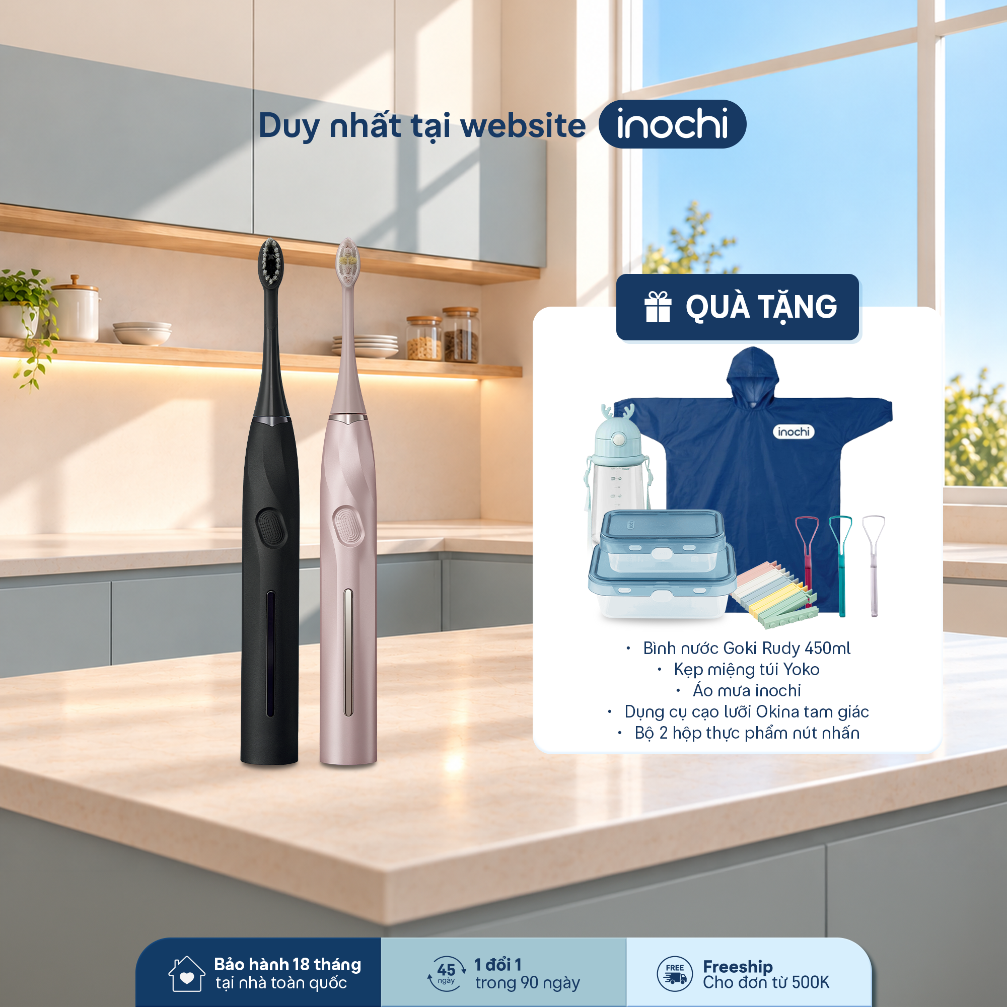 Bàn chải điện sóng âm Okina Chic - 1